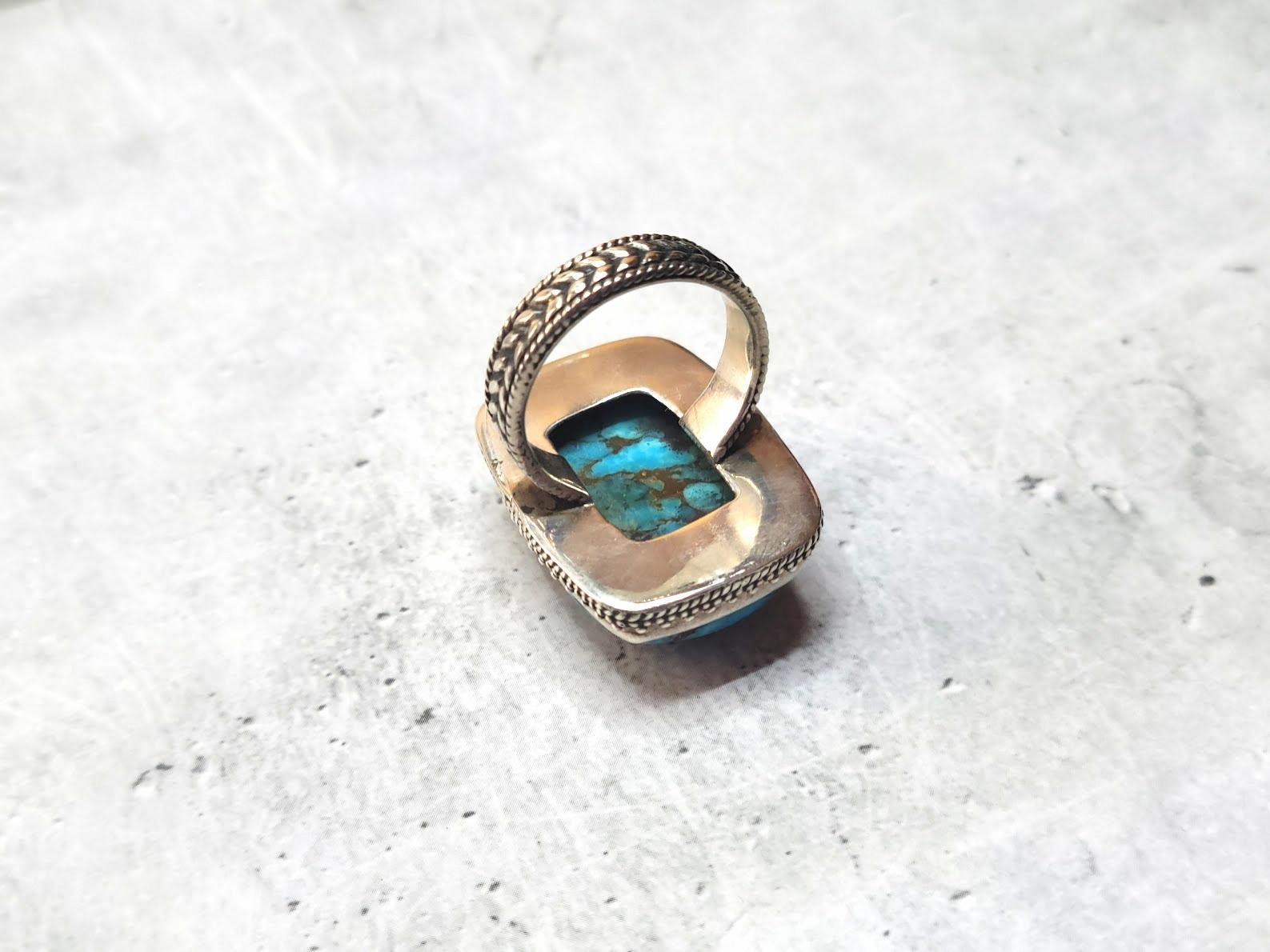Arizona Morenci Turquoise Sterling Silver Ring In Excellent Condition For Sale In Chesterland, OH