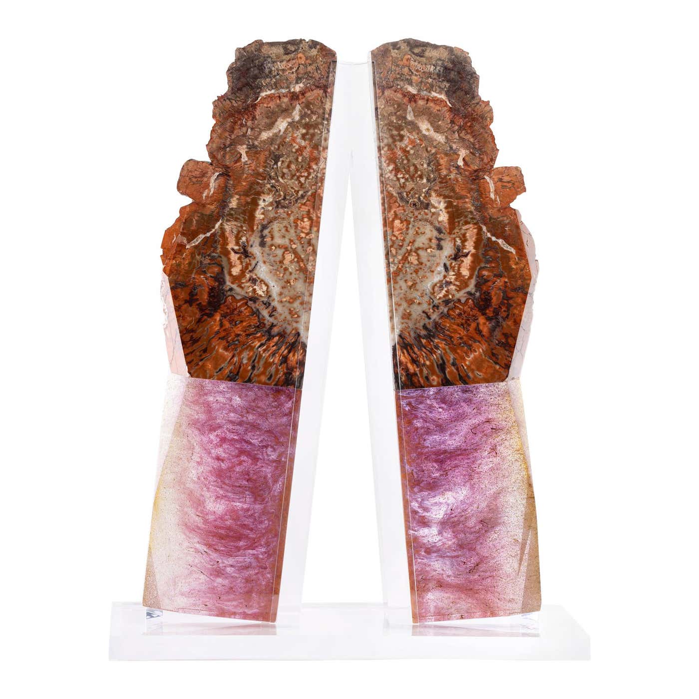 Arizona Petrified Wood and Boil Glass fusion Sculpture at 1stDibs
