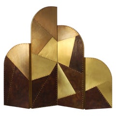 Paravento Arizona con finiture in ottone e chiodi in oro invecchiato