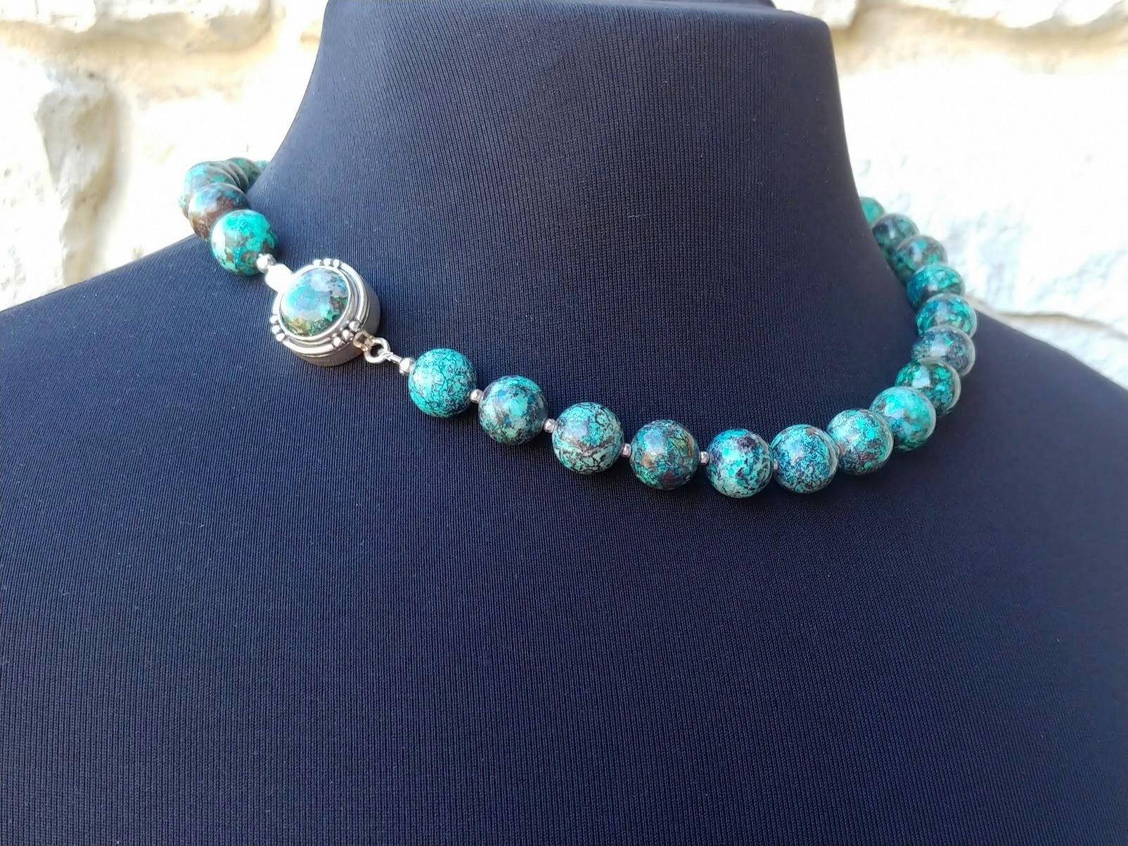 Arizona Shattuckite Necklace In Excellent Condition For Sale In Chesterland, OH