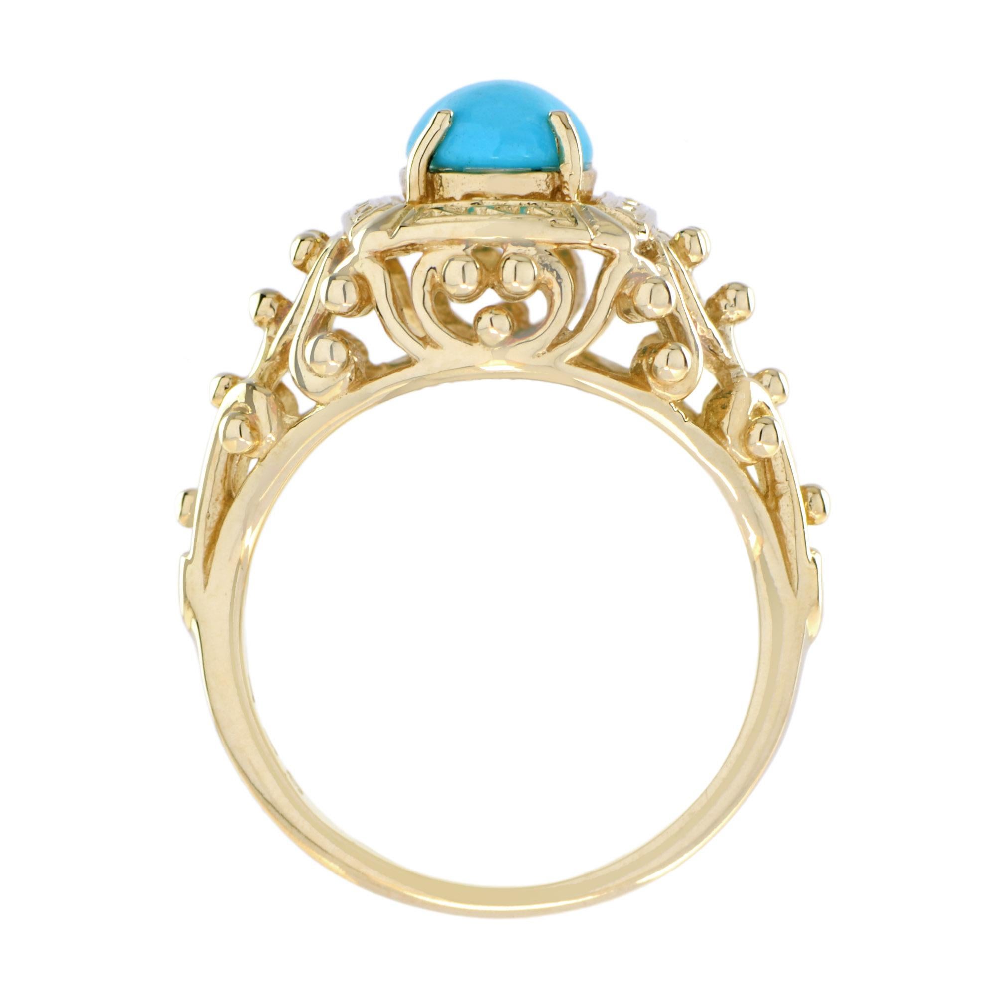 Filigraner Türkis-Ring aus 9 Karat Gelbgold aus Arizona für Damen oder Herren