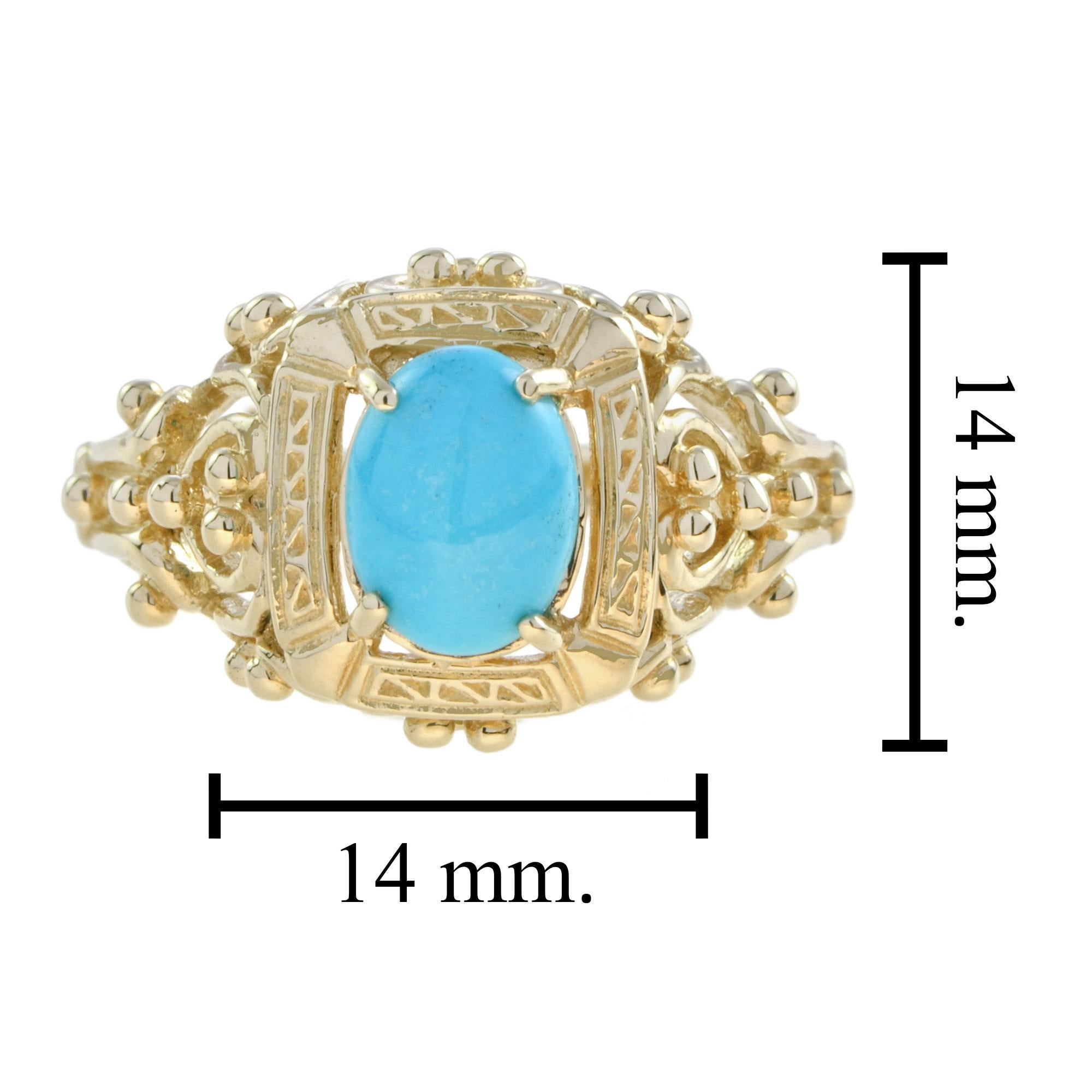 Filigraner Türkis-Ring aus 9 Karat Gelbgold aus Arizona 1