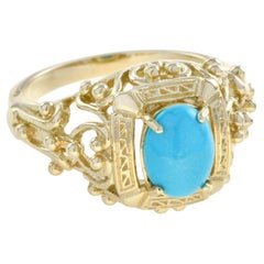 Filigraner Türkis-Ring aus 9 Karat Gelbgold aus Arizona
