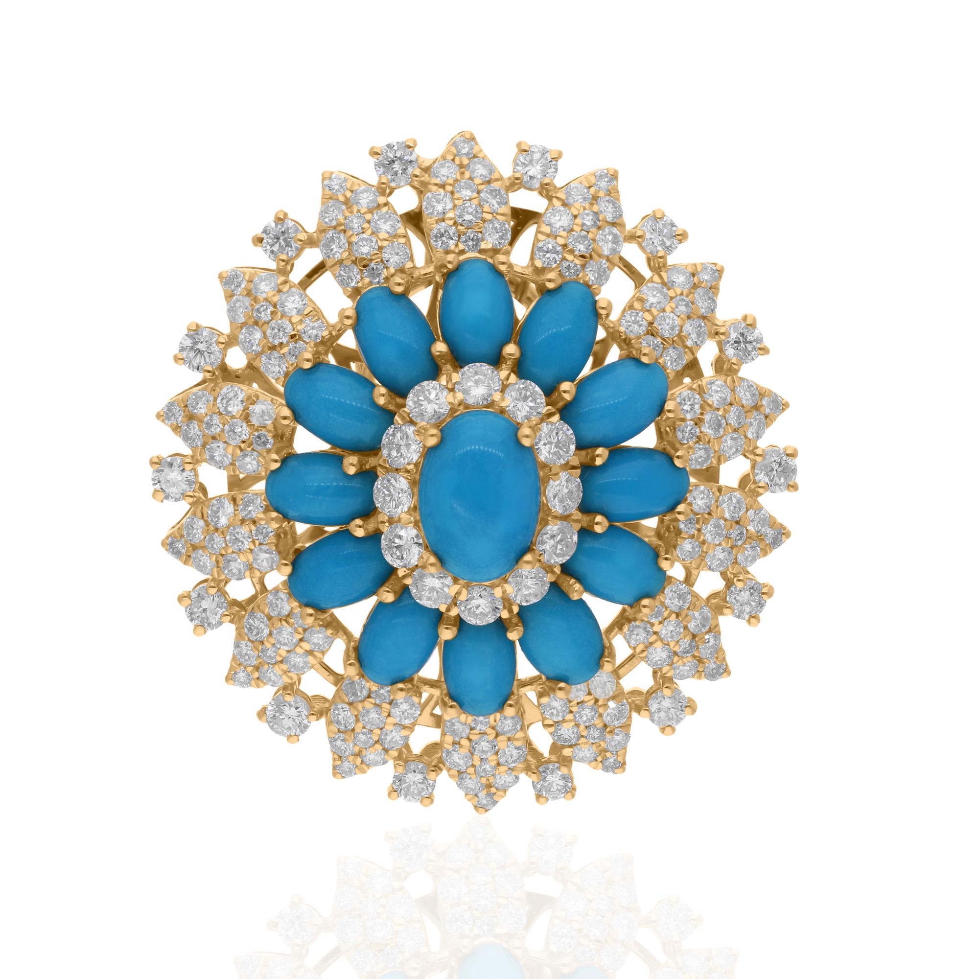 Anello da cocktail con pietra turchese dell
Arizona SI/H Diamante Gioielli in oro giallo 14k