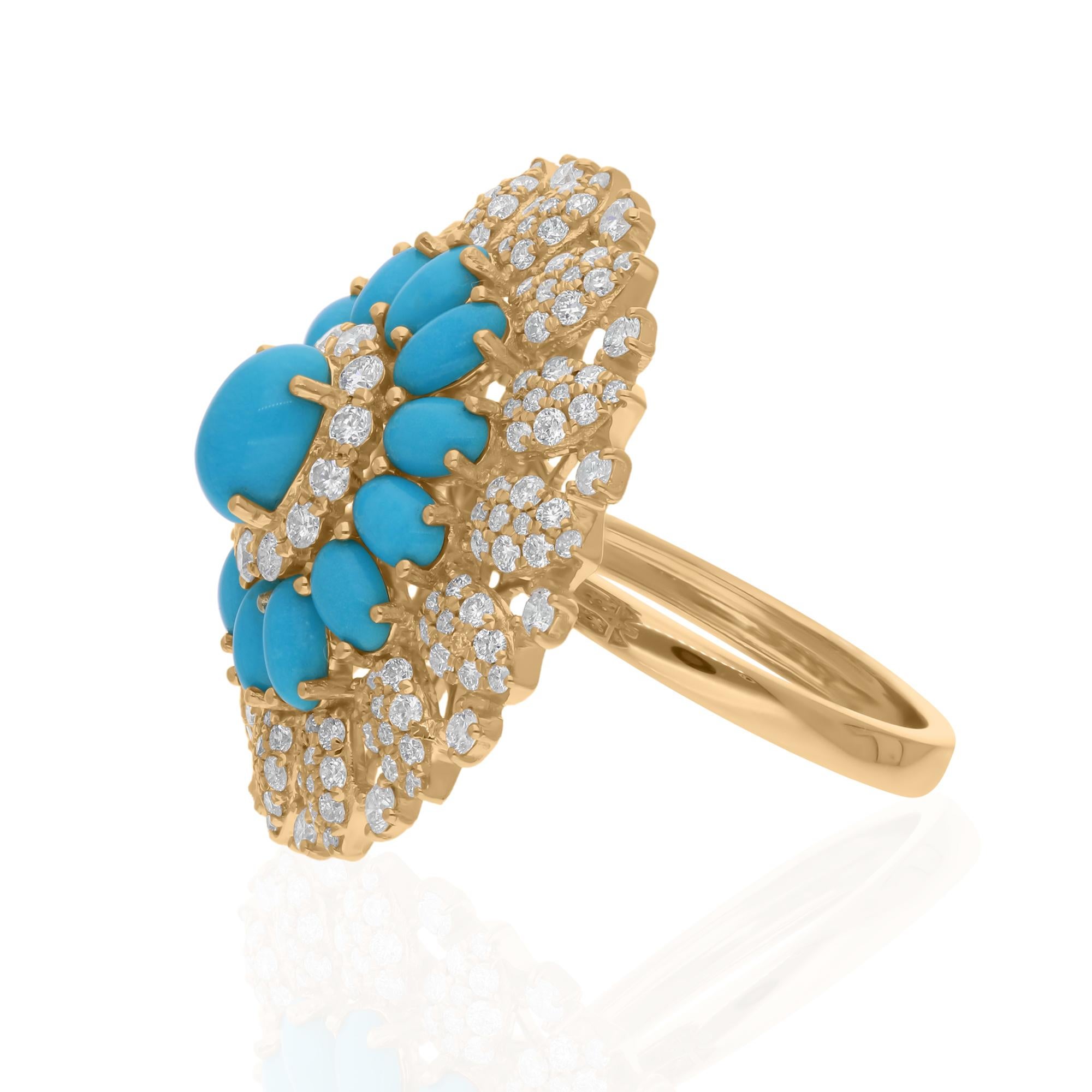 Diese exquisiten Ohrringe sind aus 18-karätigem Gold gegossen und mit 2,83 Karat Arizona-Türkisen und 1,65 Karat funkelnden Diamanten besetzt.

FOLLOW SPECTRUM JEWELS Storefront, um die neueste Collection'S und exklusive Stücke zu sehen. Spectrum