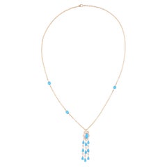Arizona Türkis Edelstein-Anhänger Halskette Diamant 18 Karat Gelbgold Schmuck
