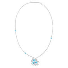 Colgante Turquesa Arizona SI/H Diamante talla brillante redondo Oro Blanco 18 Kilates
