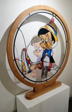 "Real boys", stained glass by Arjan Boeve (43x47in), 2020