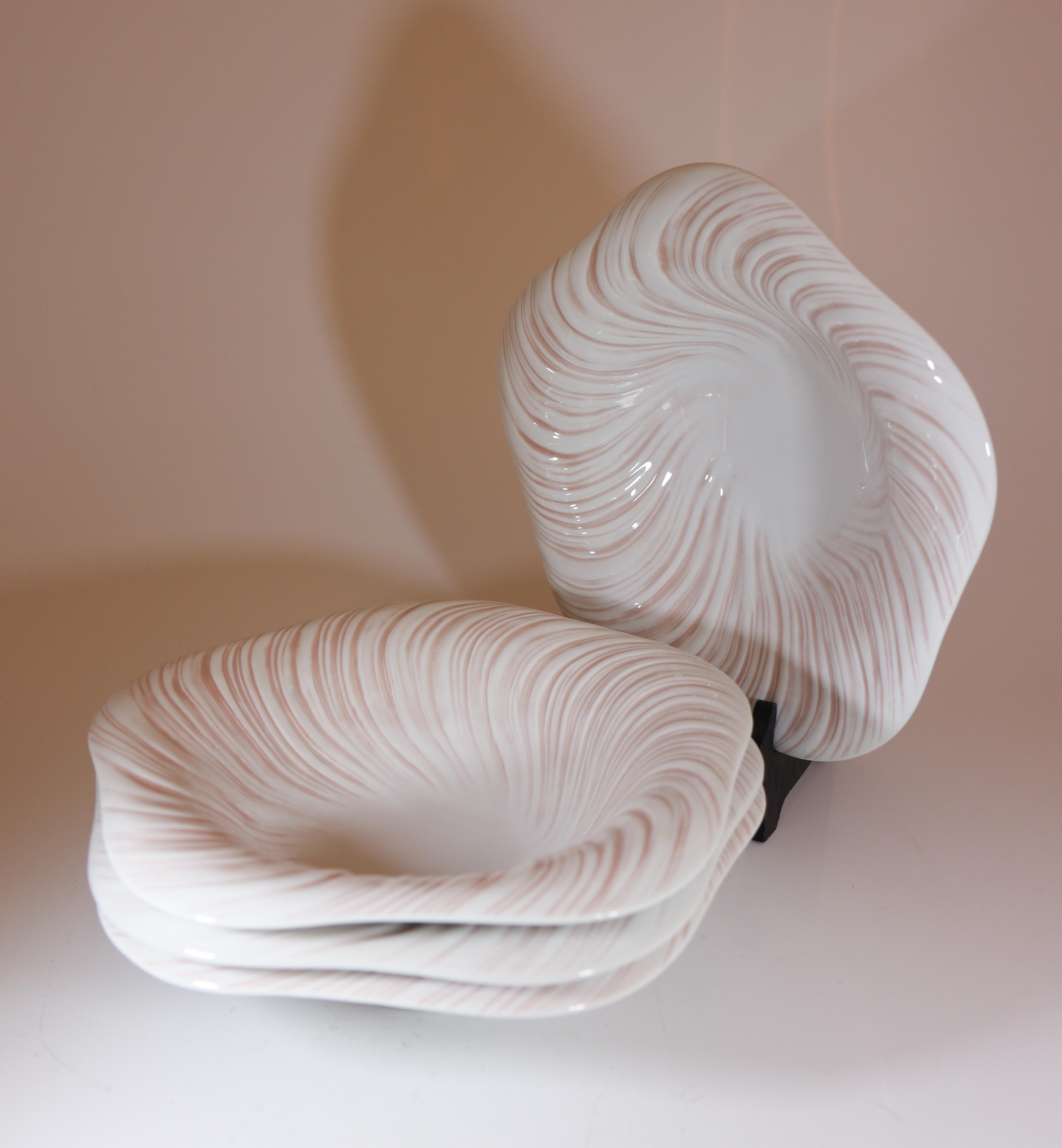 Arje Griegst - Royal Copenhagen Konkylie Triton Rosa - 4 Deep Plates 14173 For Sale 1