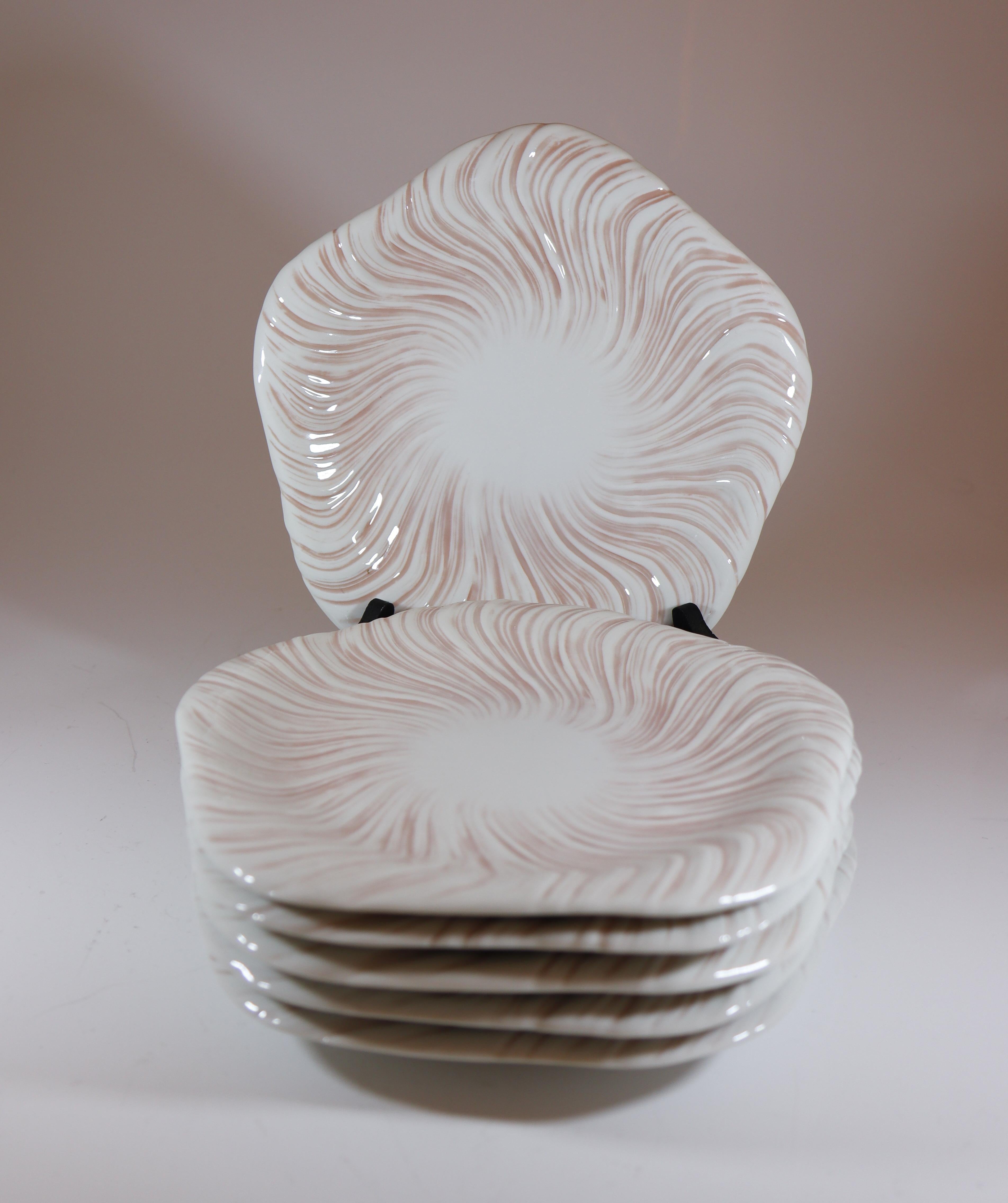 Porcelaine Arje Griegst - Royal Copenhagen Triton Rosa - 6 assiettes 14176 en vente