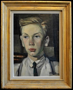 Self Portrait - Dutch Post Impressionist Antique Oil on Panel Painting