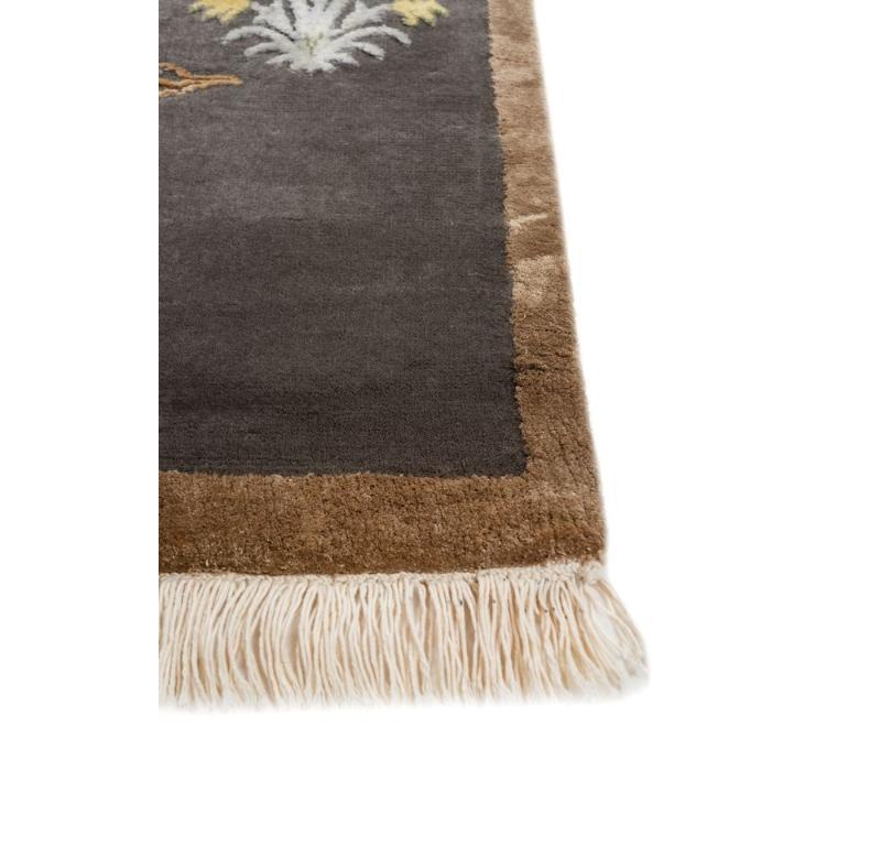 Mid-Century Modern Tapis noué à la main Arjumand Charcoal Slate & Shadow Gray 240x300 cm en vente