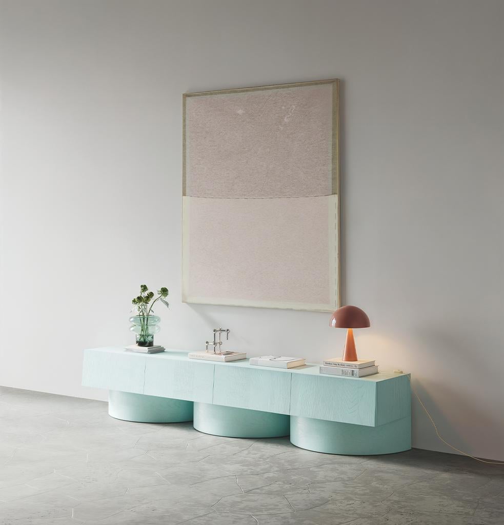 Mid-Century moderno Ark Consolle bassa Tiffany Blue 4 cover di Hermhaus in vendita