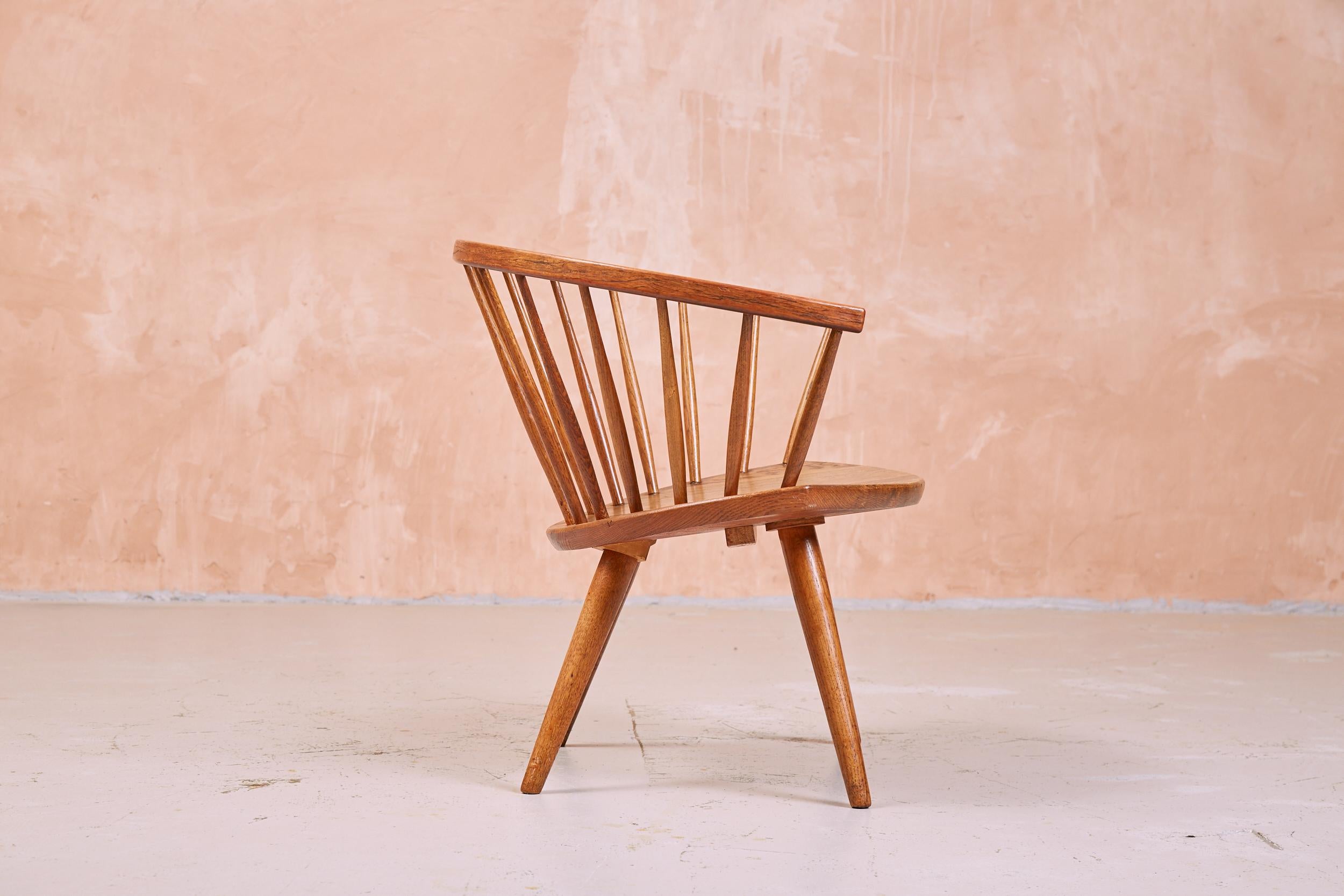 Arka Oak Chair von Yngve Ekström, von Ab Stolfabriks, Schweden, 1955 (Moderne der Mitte des Jahrhunderts) im Angebot