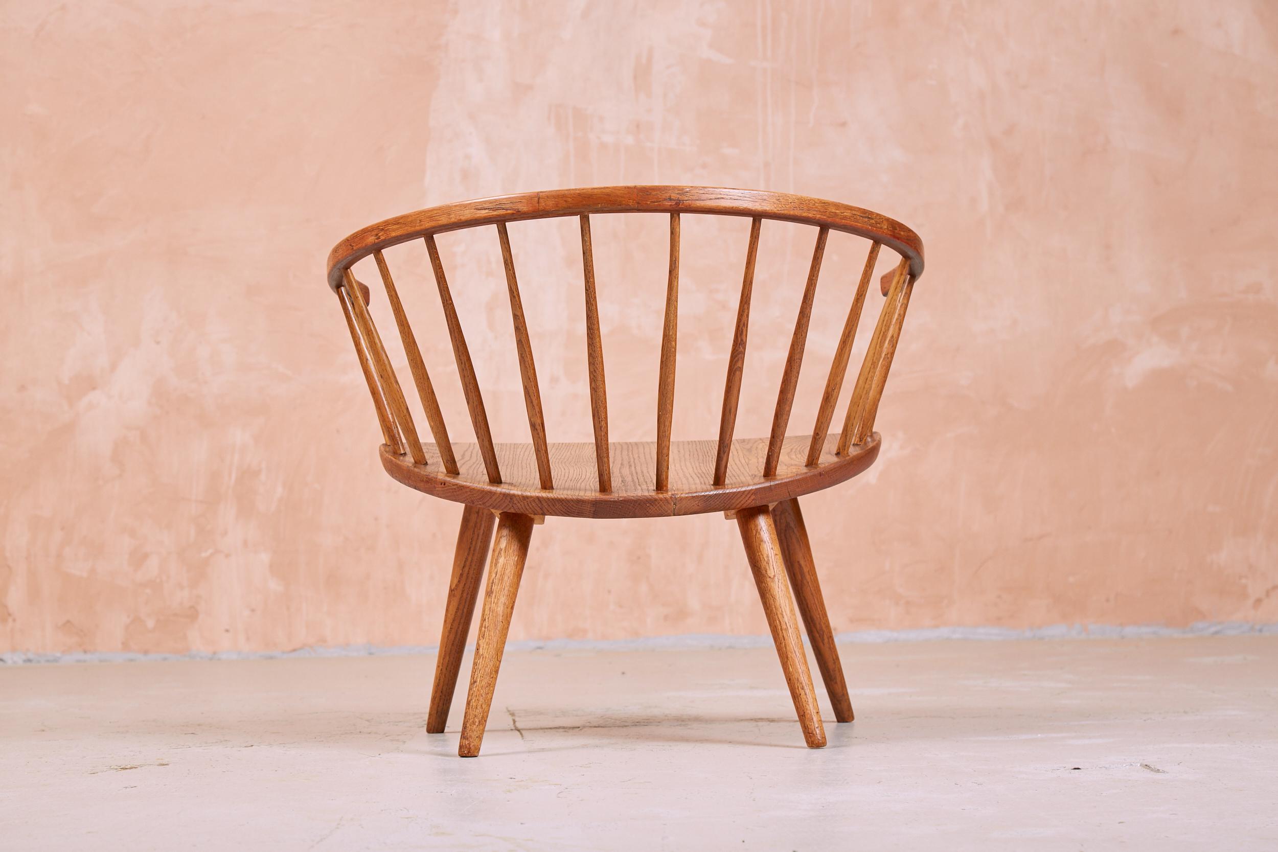 Mid-Century Modern Arka Oak Chair by Yngve Ekström, by Ab Stolfabriks, Sweden, 1955 For Sale