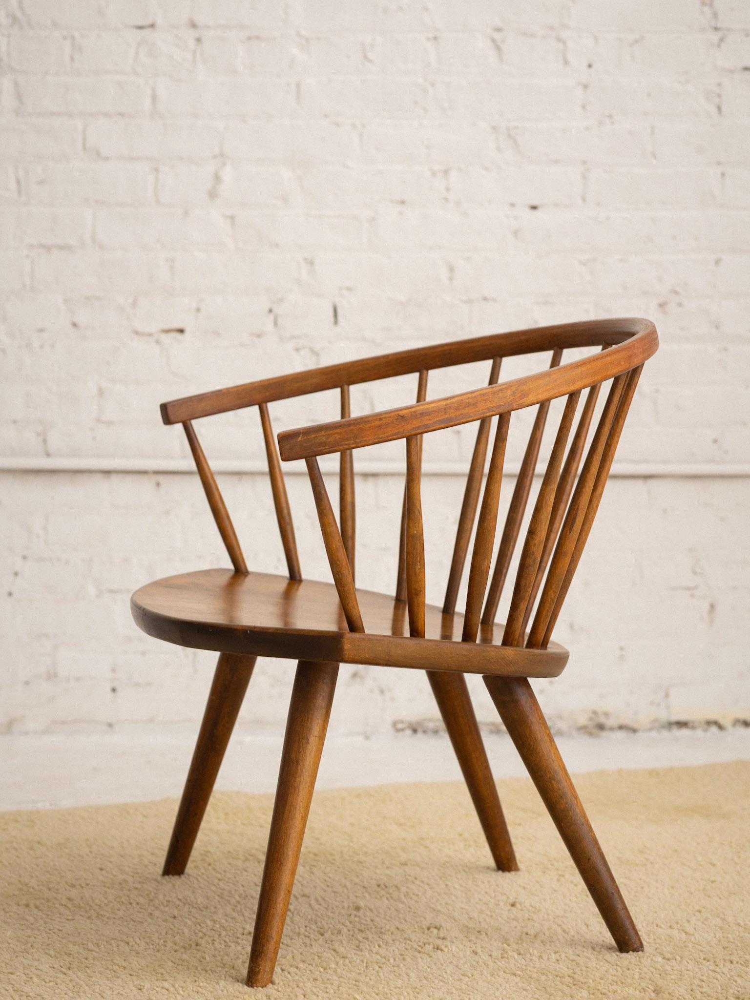 Mid-Century Modern ‘Arka’ Solid Wood Spindle Back Lounge Chair by Yngve Ekström For Sale