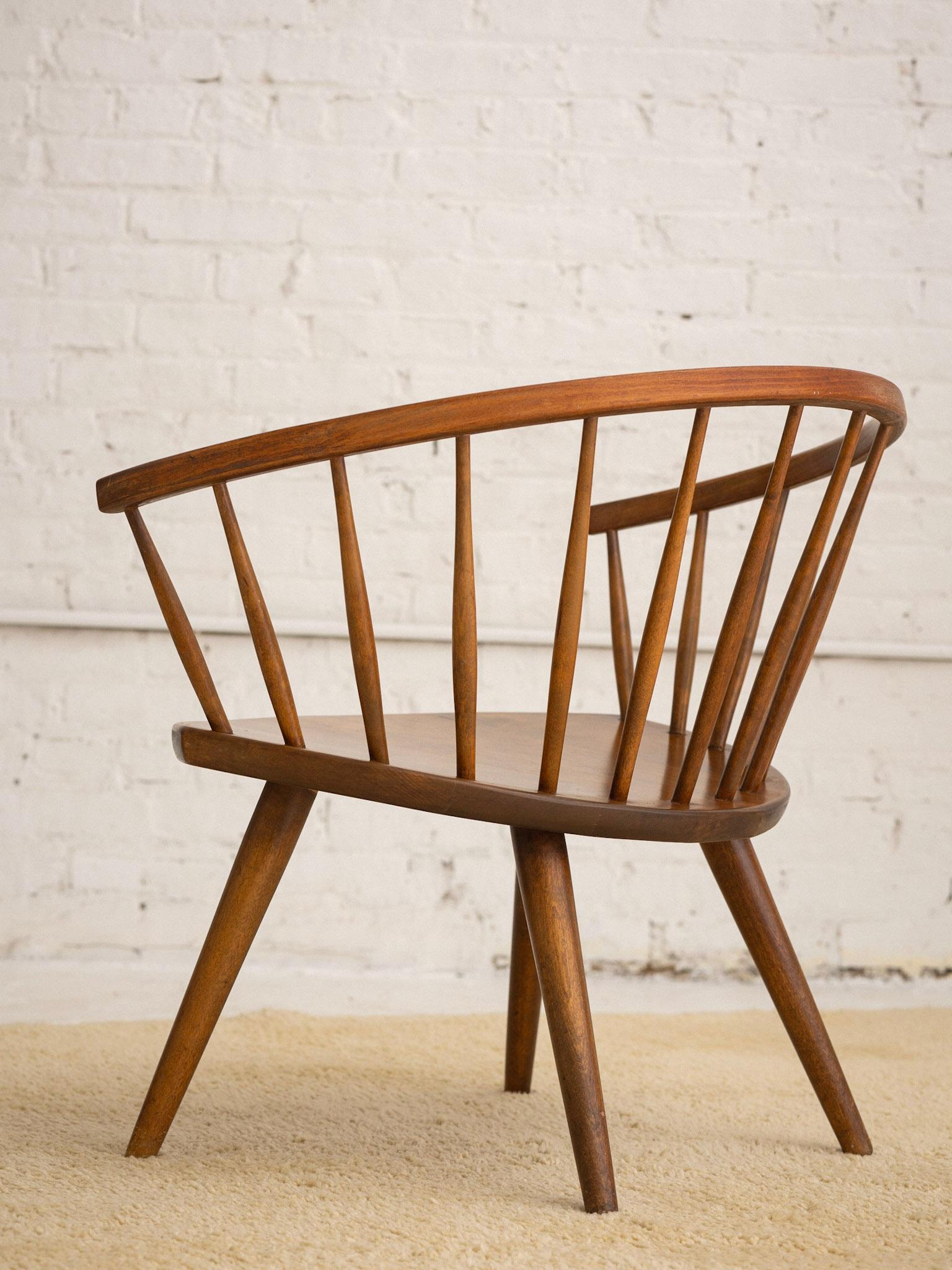 Swedish ‘Arka’ Solid Wood Spindle Back Lounge Chair by Yngve Ekström