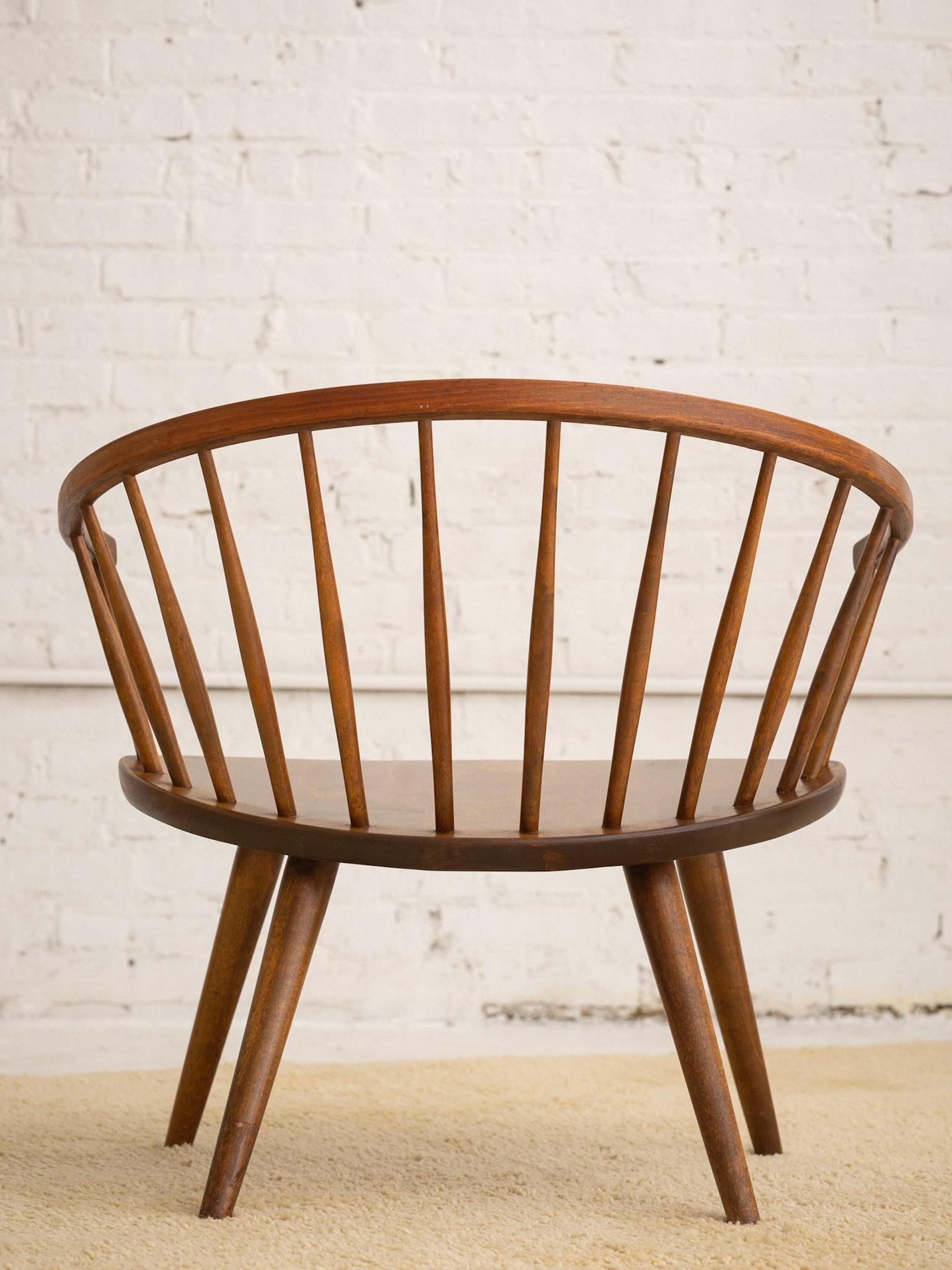 ‘Arka’ Solid Wood Spindle Back Lounge Chair by Yngve Ekström In Good Condition In Brooklyn, NY