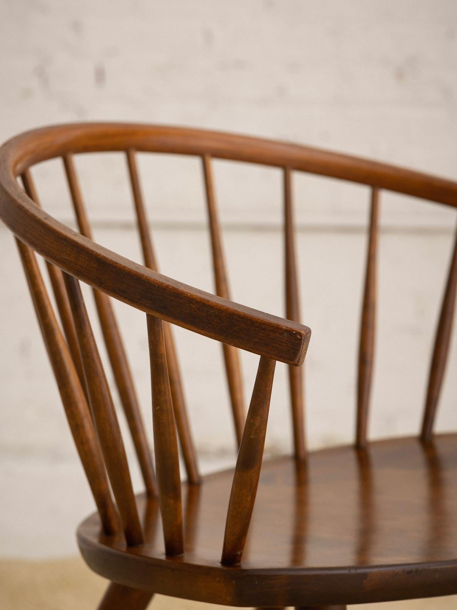 ‘Arka’ Solid Wood Spindle Back Lounge Chair by Yngve Ekström For Sale 2