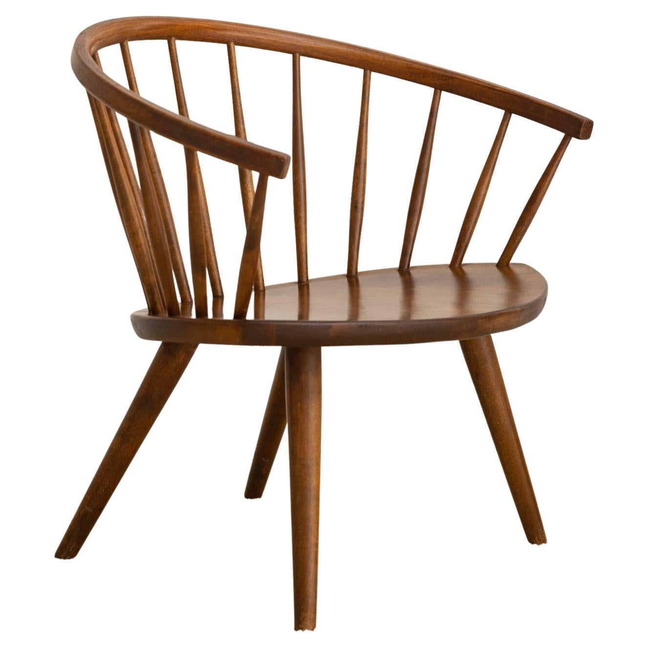 ‘Arka’ Solid Wood Spindle Back Lounge Chair by Yngve Ekström