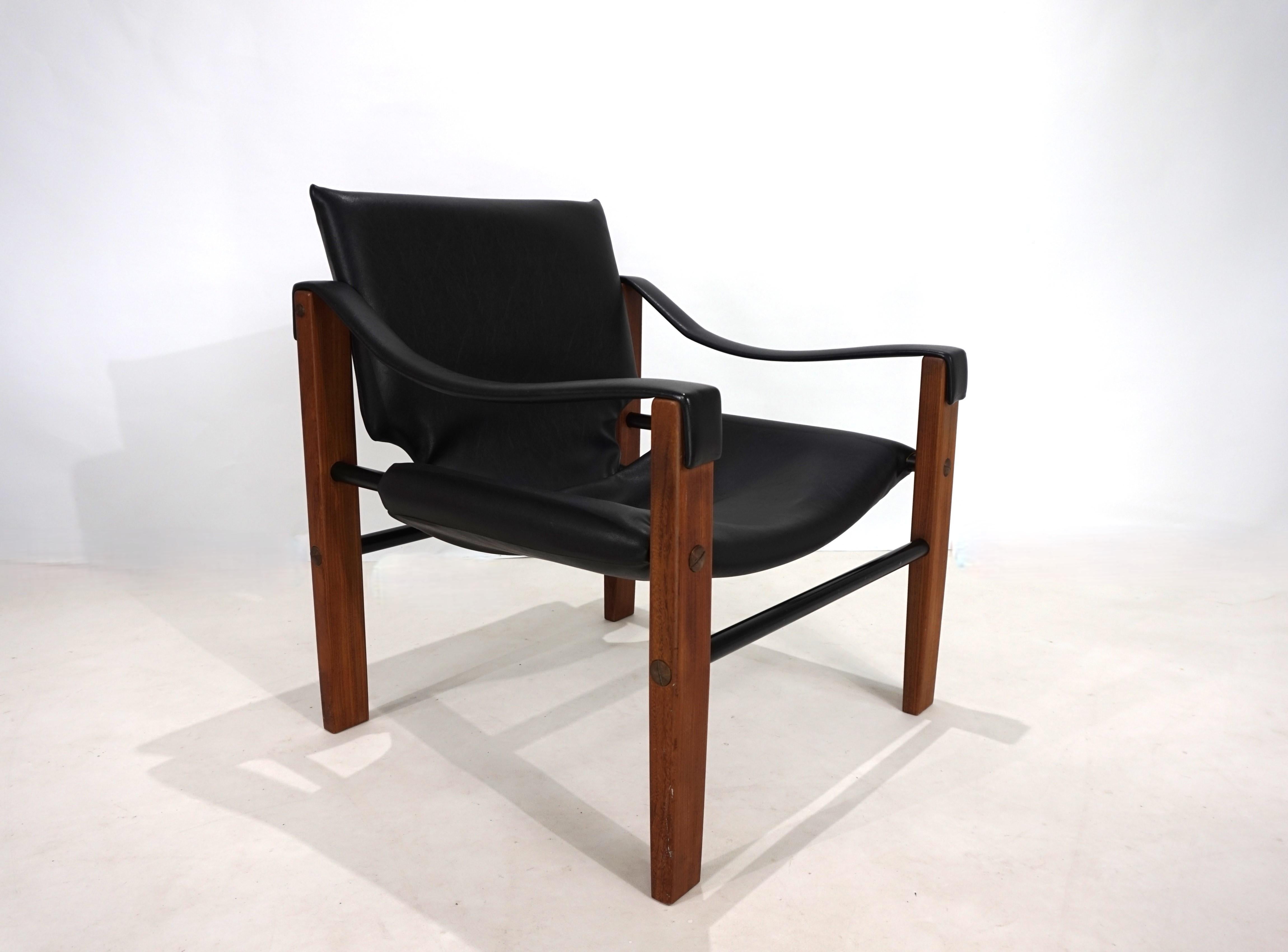 Silla Safari Arkana de Maurice Burke, 1970 cuero de imitación en venta