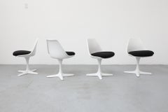 Arkana Set of Four White Shell Seat Pedestal Chairs by Burke Maurice, 1960's