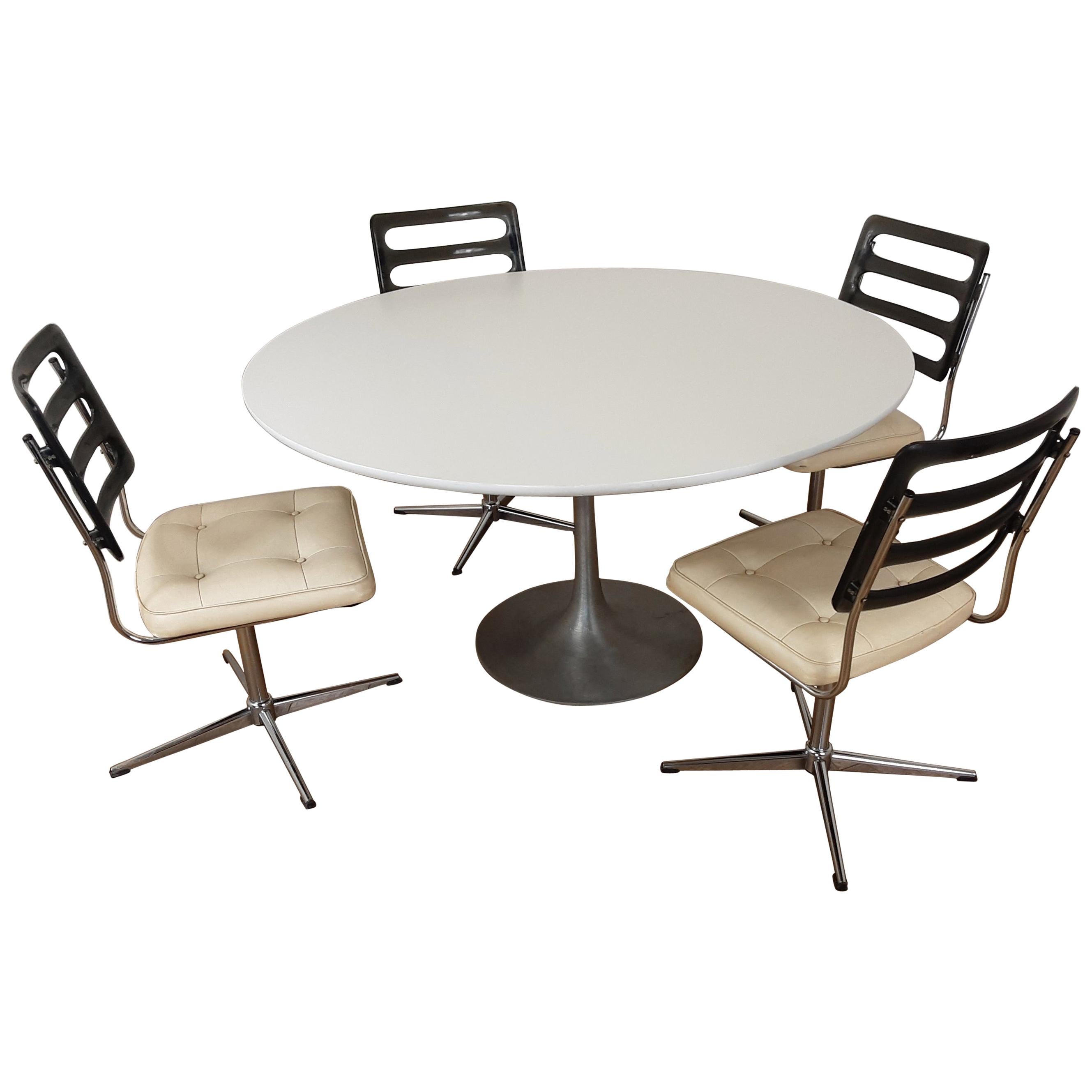Arkana Tulip Table by Maurice Burke with 4 Chairs For Sale
