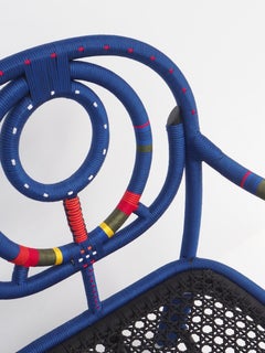 Arkha 'Blue', Tribal Rattan Armchair
