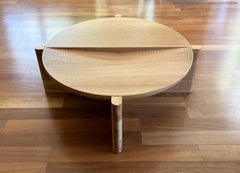 Arkhe No 1 Coffee Table in Solid Oak Modern Sculptural Round by Fulden Topaloglu