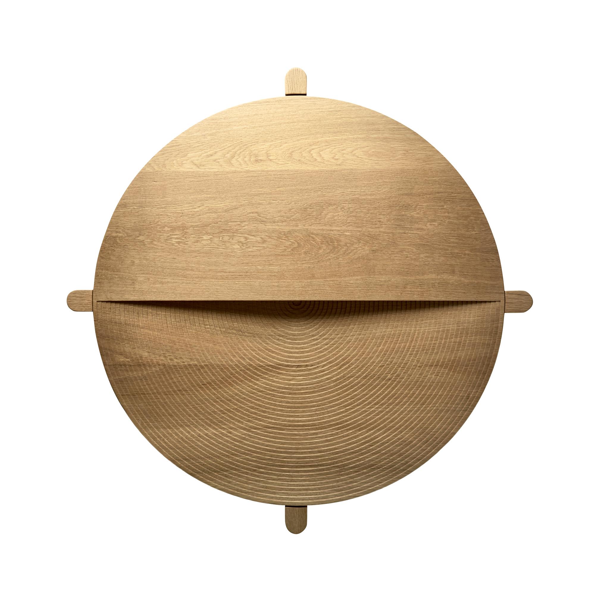 Carved Arkhe No 1 Coffee Table in Solid Oak Modern Sculptural Round by Fulden Topaloglu For Sale