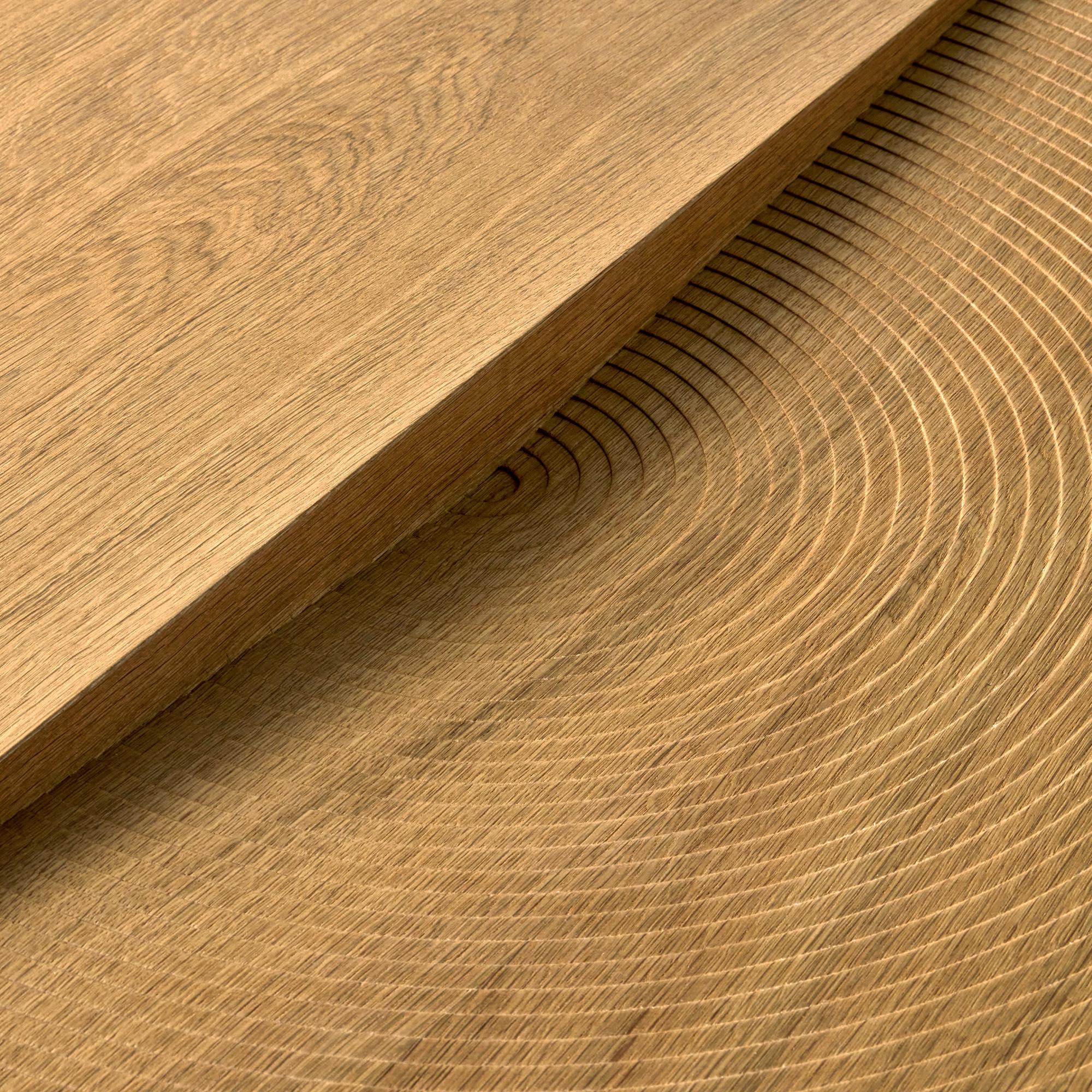 Contemporary Arkhe No 1 Coffee Table in Solid Oak Modern Sculptural Round by Fulden Topaloglu For Sale