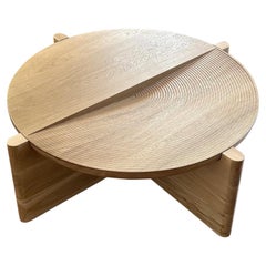 Arkhe Coffee Table in Solid Oak, Modern Sculptural Round by Fulden Topaloglu
