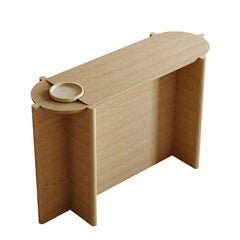 Mesa consola Arkhe de roble, escultórica moderna by Fulden Topaloglu