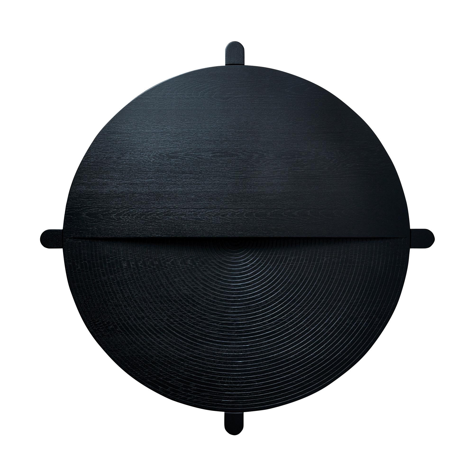 Modern Arkhe No 1 Coffee Table in Solid Oak Black Sculptural Round by Fulden Topaloglu For Sale