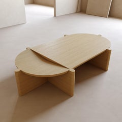 Arkhe No 1 Coffee Table Oval Solid Oak, Modern Sculptural by Fulden Topaloglu