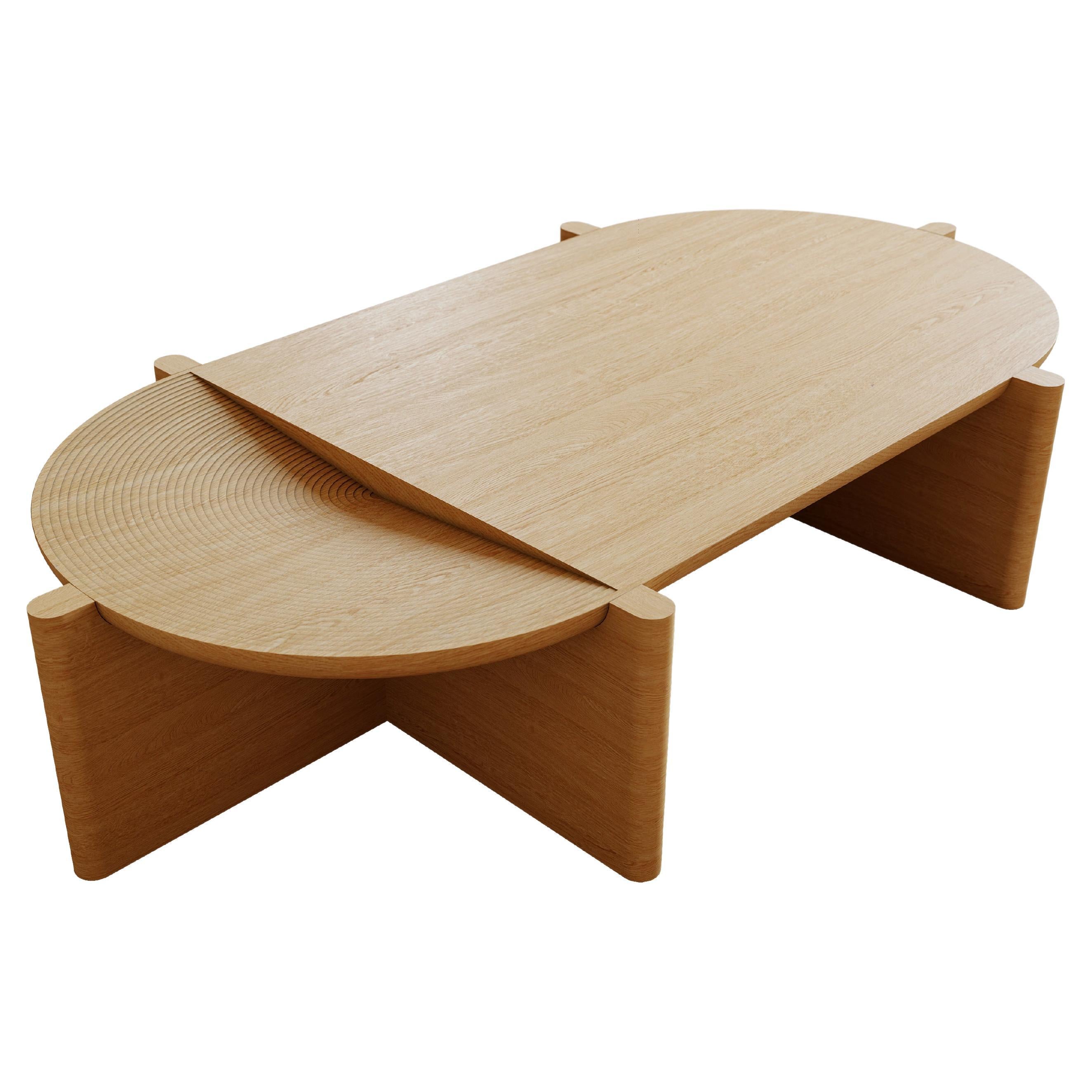 Arkhe No 1 Coffee Table Oval Solid Oak, Modern Sculptural by Fulden Topaloglu