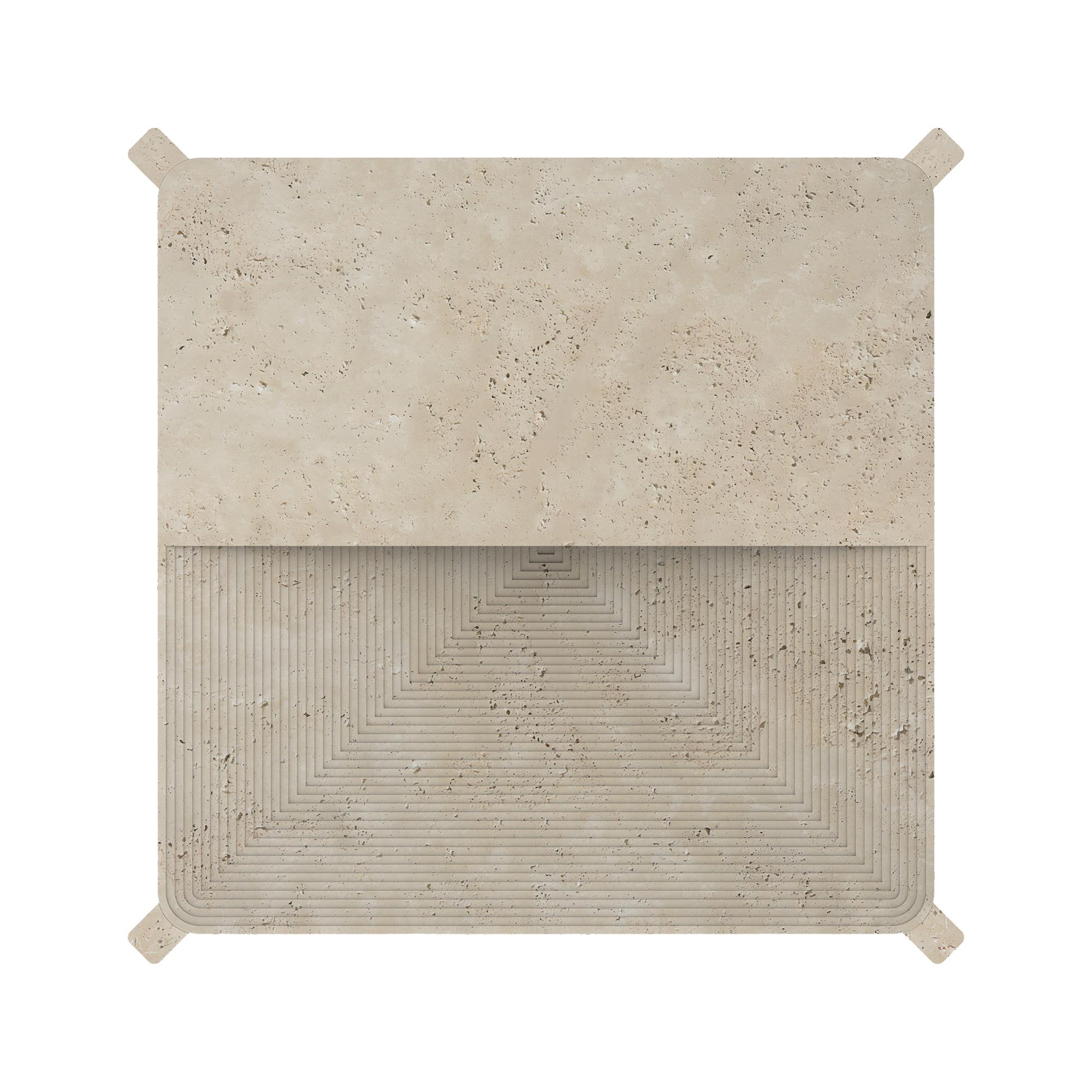 Arkhe No 1 Coffee Table Square Travertine, Modern Sculptural by Fulden Topaloglu In New Condition For Sale In Istanbul, TR