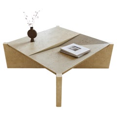 Arkhe No 1 Coffee Table Square Travertine, Modern Sculptural by Fulden Topaloglu