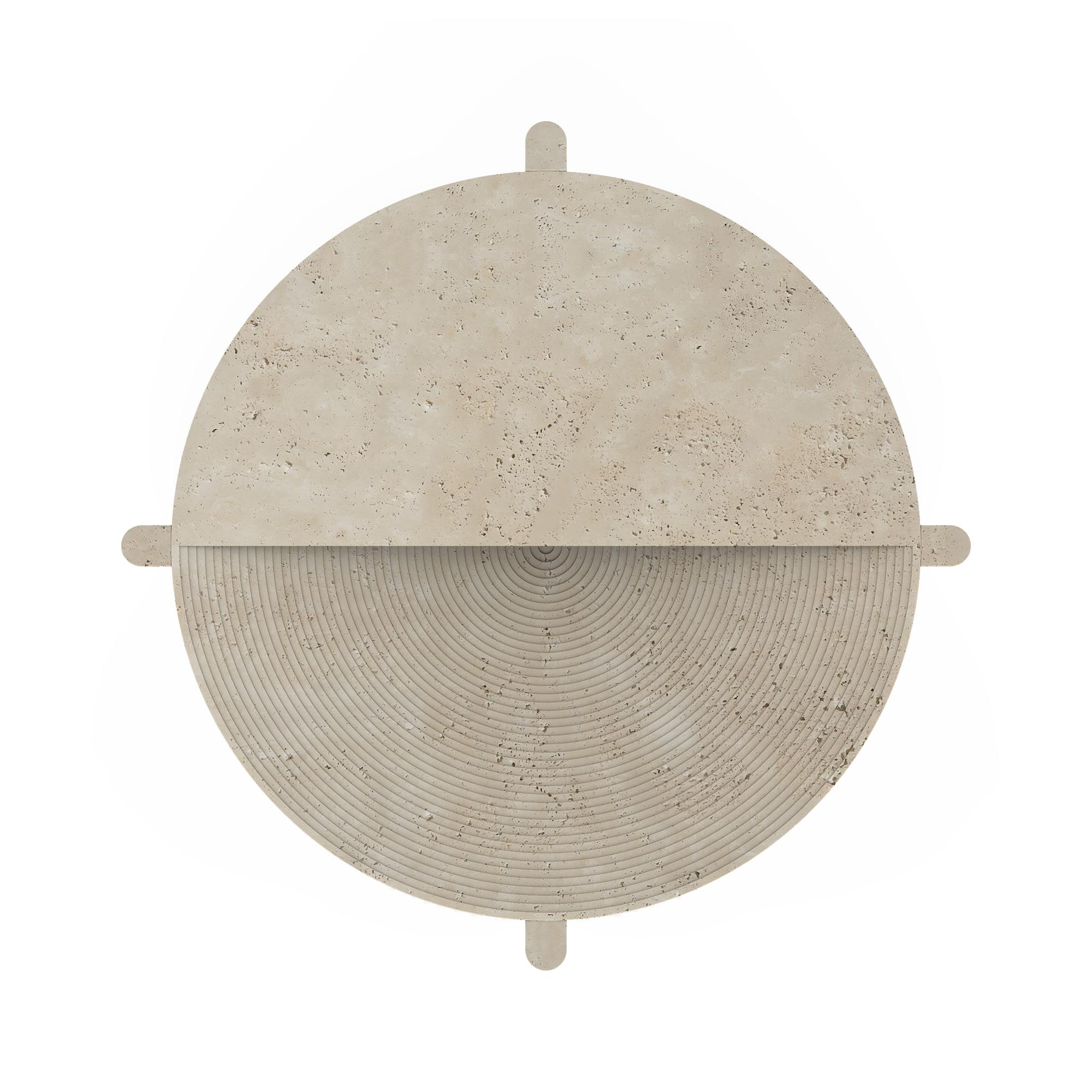 Arkhe No 1 Coffee Table Travertine, Modern Sculptural Round by Fulden Topaloglu In New Condition For Sale In Istanbul, TR