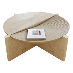 Arkhe No 1 Coffee Table Travertine Sculptural Round by Fulden Topaloglu in Stock