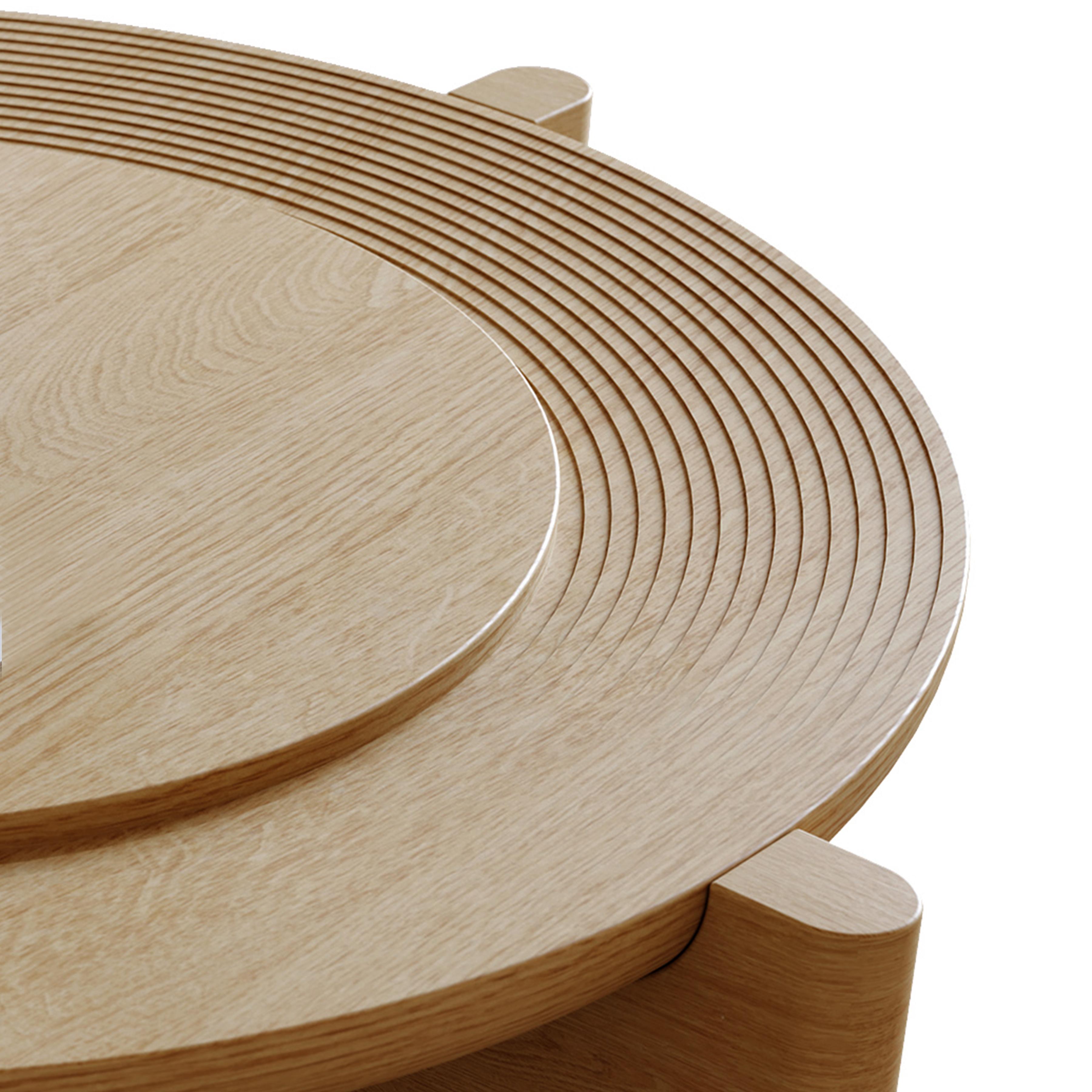 Turkish Arkhe No 2 Coffee Table in Solid Oak Modern Sculptural Round by Fulden Topaloglu For Sale
