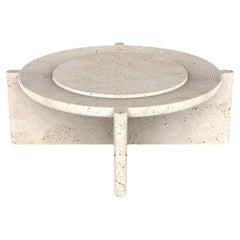 Arkhe No 2 Coffee Table Travertine, Modern Sculptural Round by Fulden Topaloglu