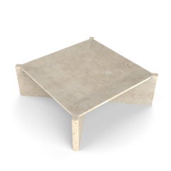 Arkhe No 4 Coffee Table Square Travertine, Modern Sculptural by Fulden Topaloglu