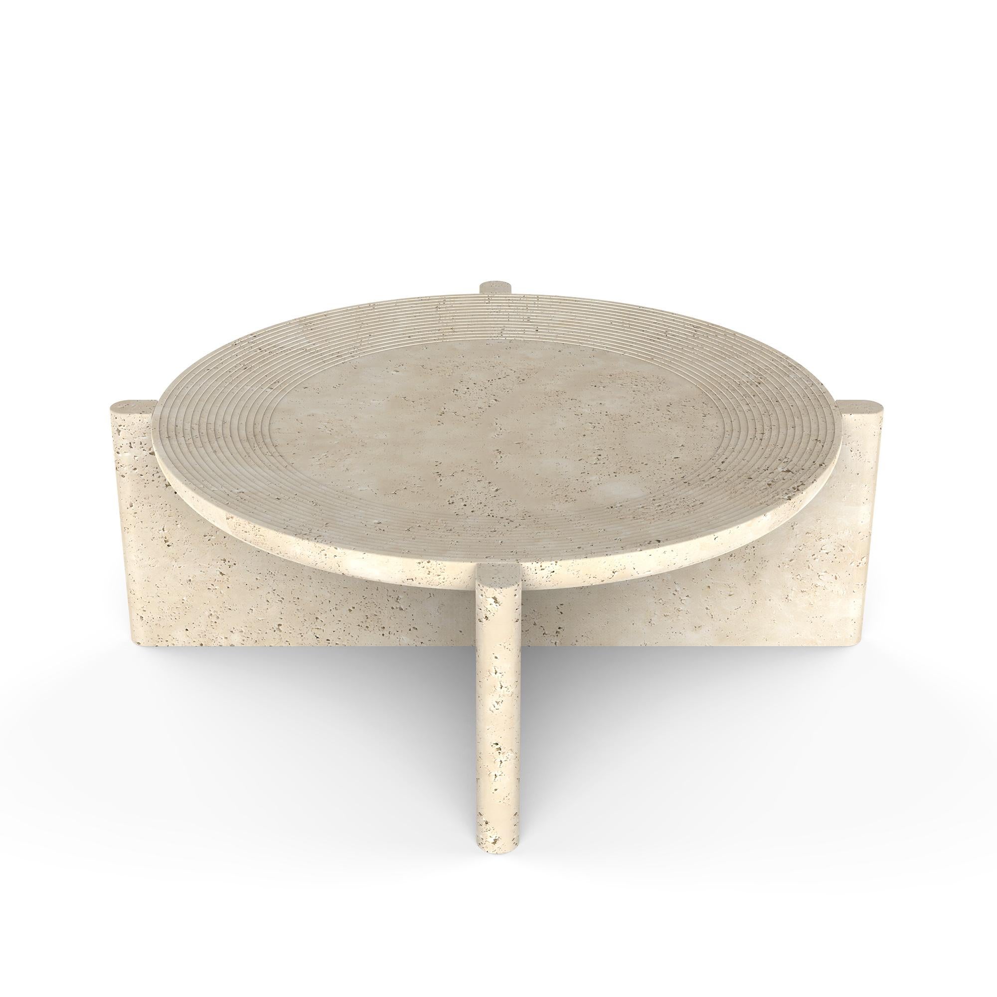 Moderne Table basse Arkhe No 4, ronde sculpturale moderne par Fulden Topaloglu en vente