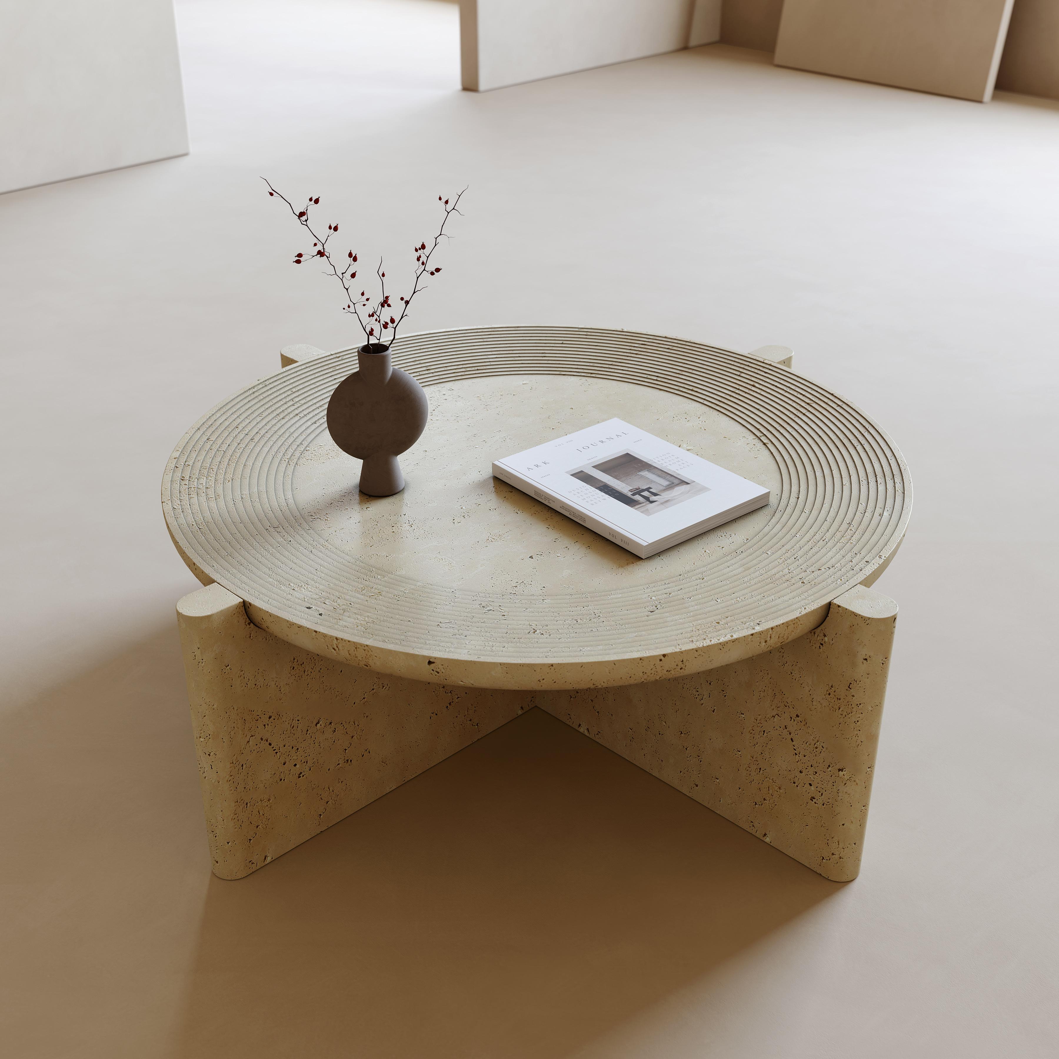 XXIe siècle et contemporain Table basse Arkhe No 4, ronde sculpturale moderne par Fulden Topaloglu en vente