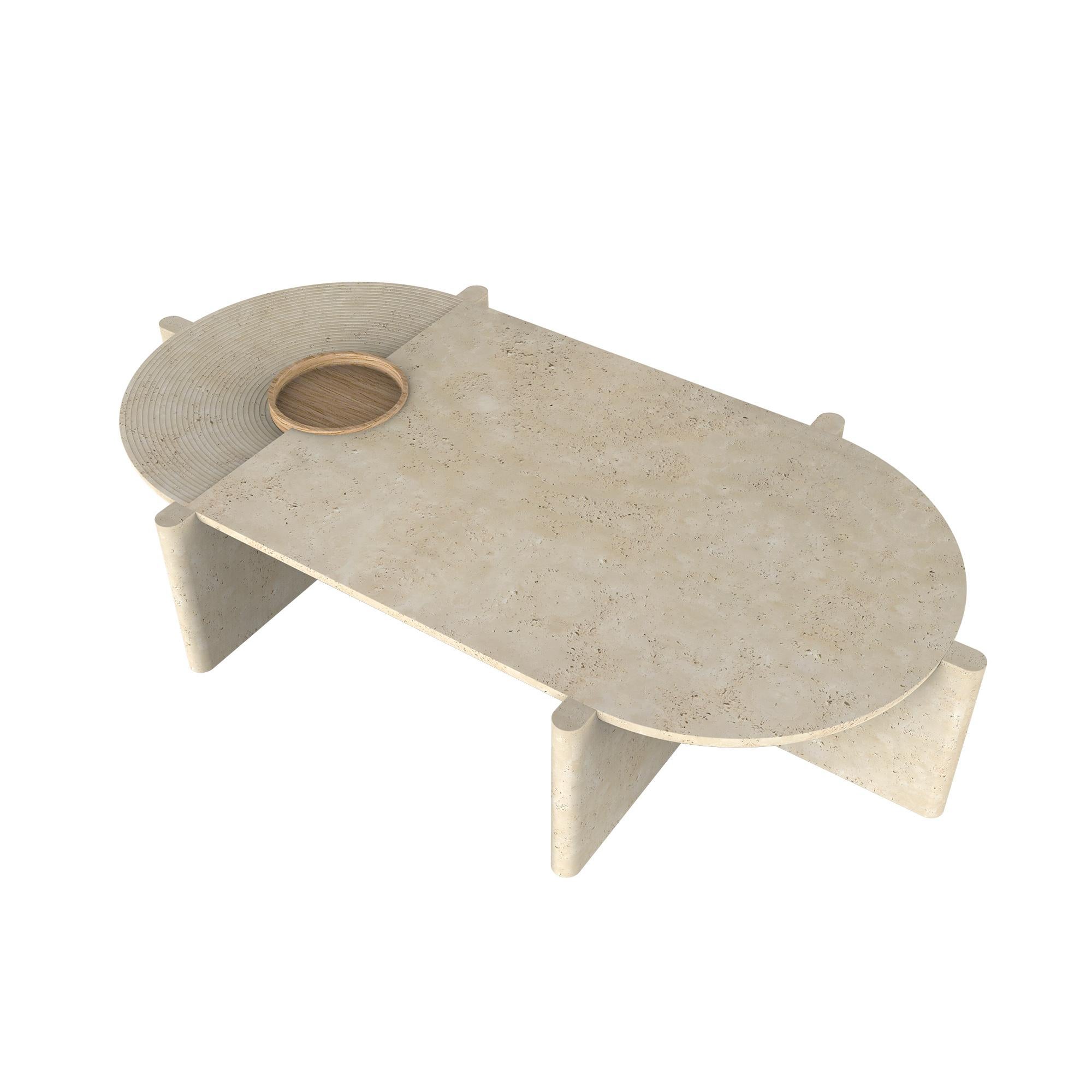 Autre Table basse ovale no 3 en travertin Arkhe par Studio Kali en vente