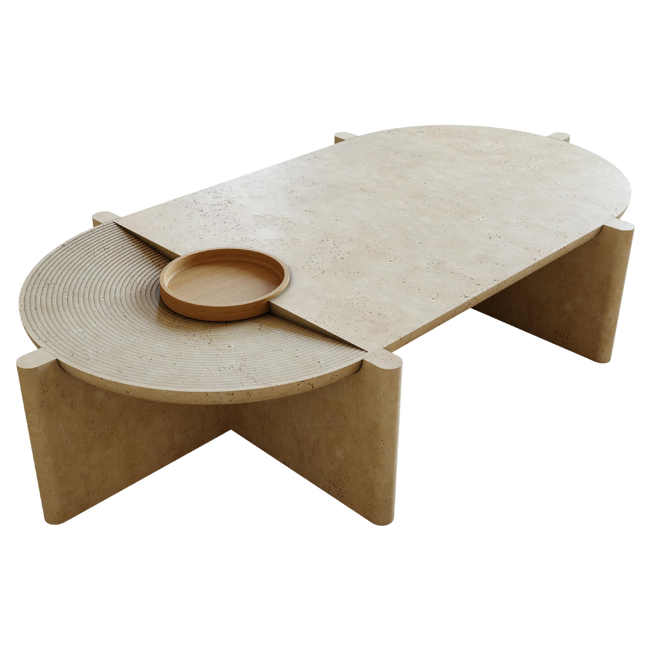 Arkhe Oval No. 4 Travertine Coffee Table by Studio Kali For Sale at 1stDibs