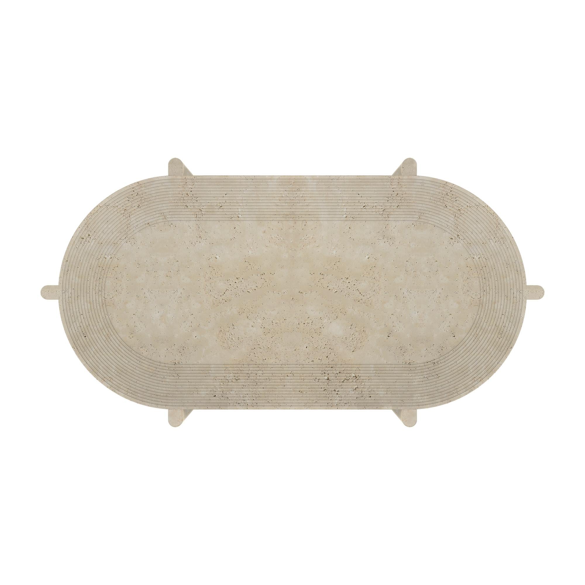 Turc Table basse ovale no 4 en travertin Arkhe par Studio Kali en vente