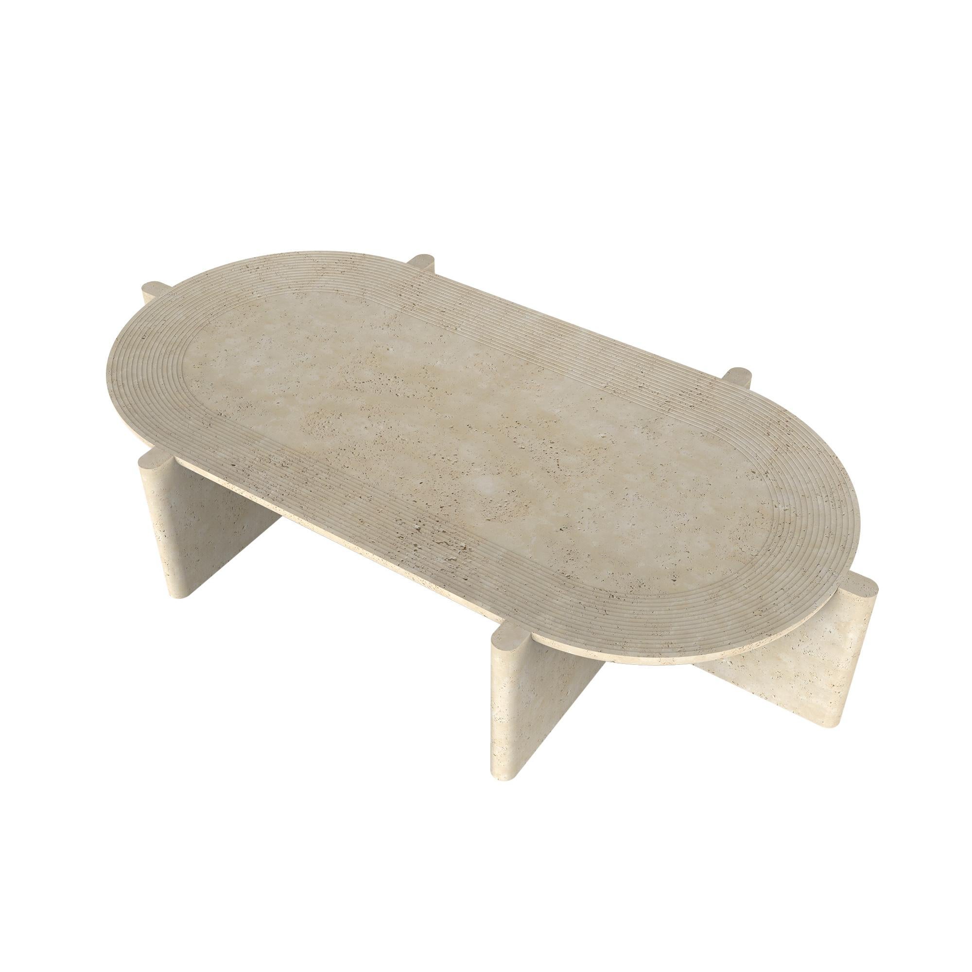 Autre Table basse ovale no 4 en travertin Arkhe par Studio Kali en vente