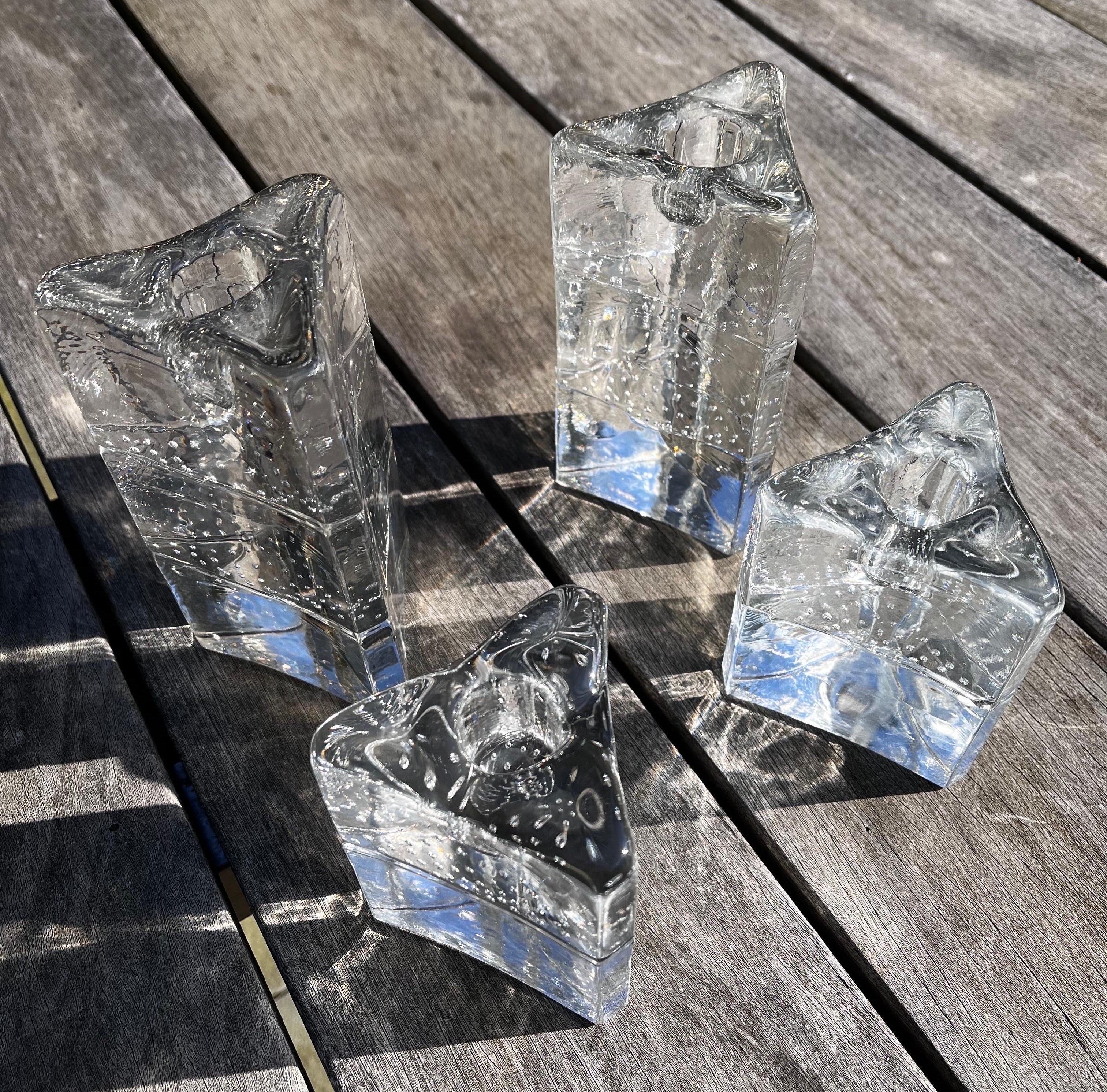 Arkipelago Glass Icicle Candle Holders by Timo Sarpaneva, Set of Four 4
